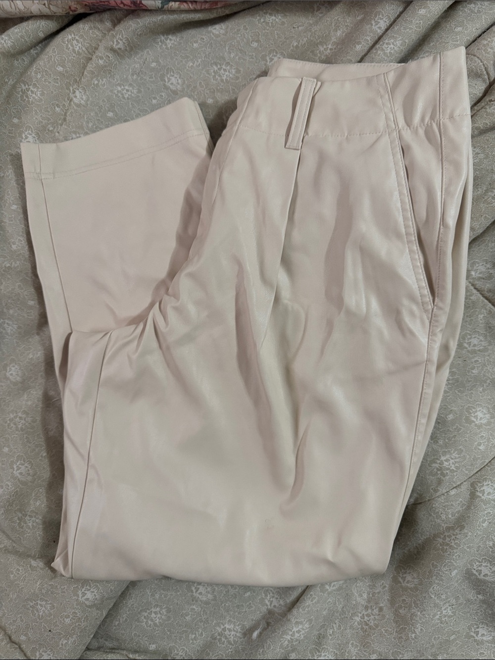 a new day Women's faux leather cream pants